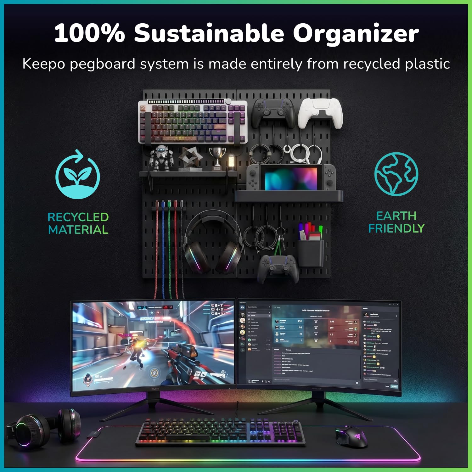 Keepo Kit de Tablero de Clavijas Modular y Accesorios para Juegos - Organizador y Estación de Configuración