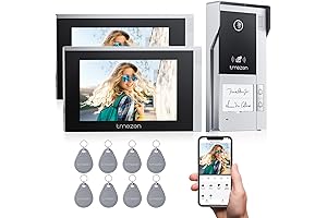 TMEZON Wireless Door Phone Intercom System 2 Unit and Monitor Entry Video...