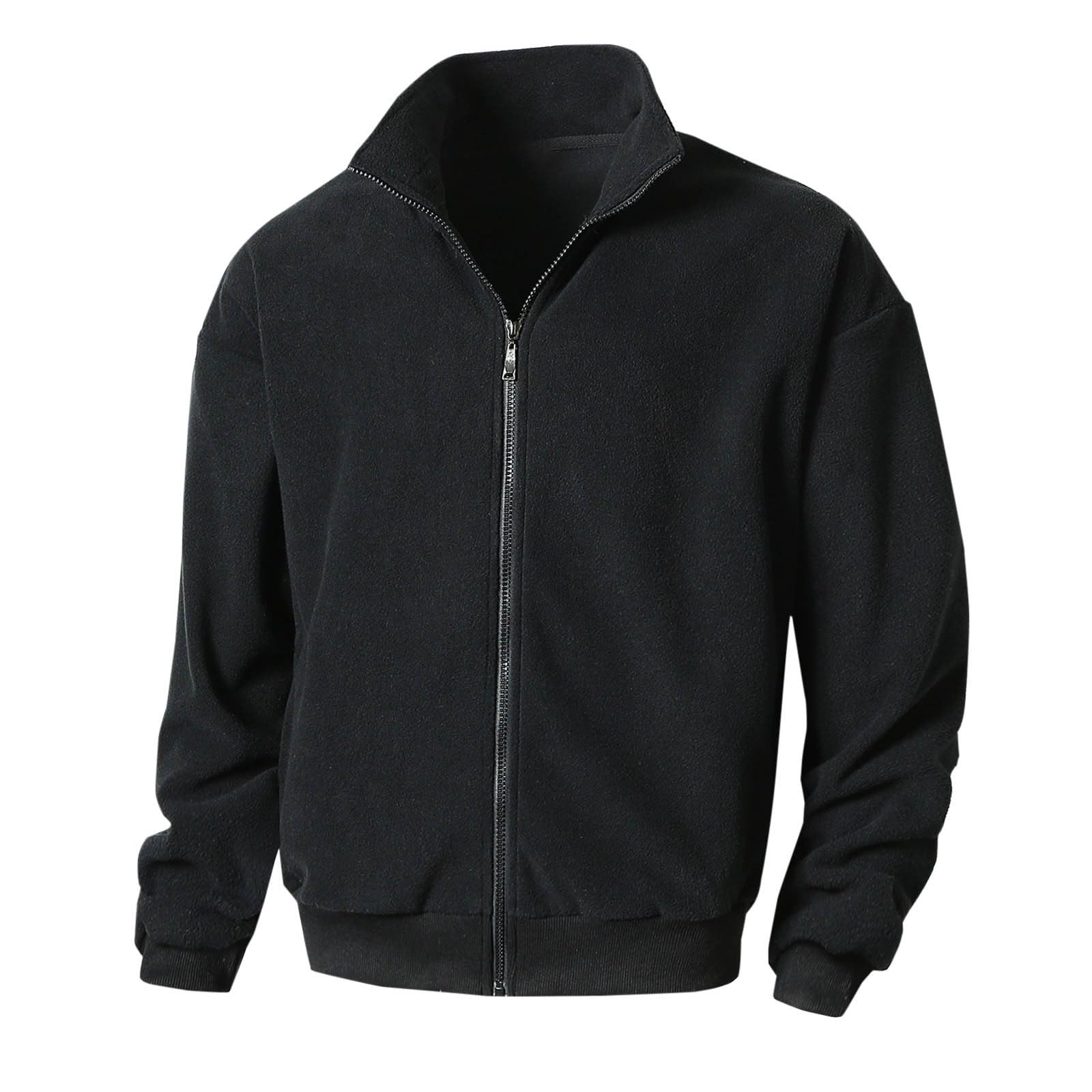 HAOLEI Sudaderas Hombres con Cremallera,Forro Polar Hombre Manga Larga Otoño Invierno Suave Cómodo Chaqueta Fleece Casual Color Sólido con Cremallera Completa Abrigos para Diario Oficina Trabajo