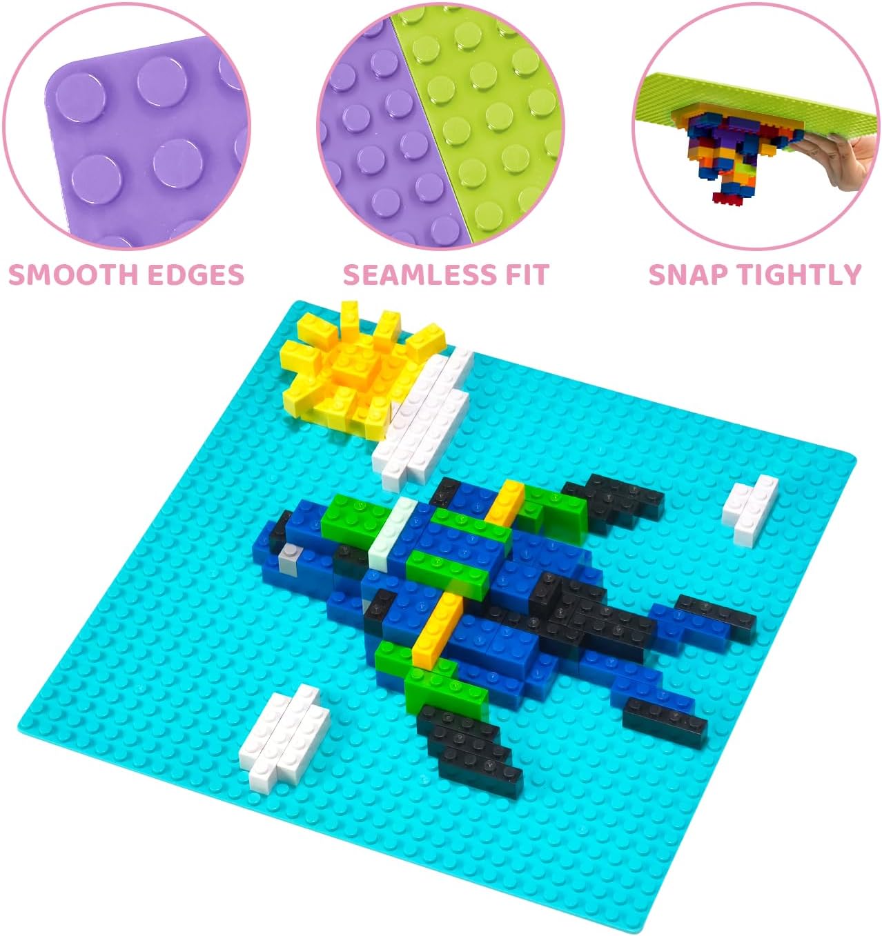 Pairez Toys 8 Pack Classic Baseplate, Square 32x32 Building Base Plates for Kids, Compatible with All Major Brands, 10" x10”, STEM Building Toys for Kids Ages 4 5 6 7 8+ (Pastel)