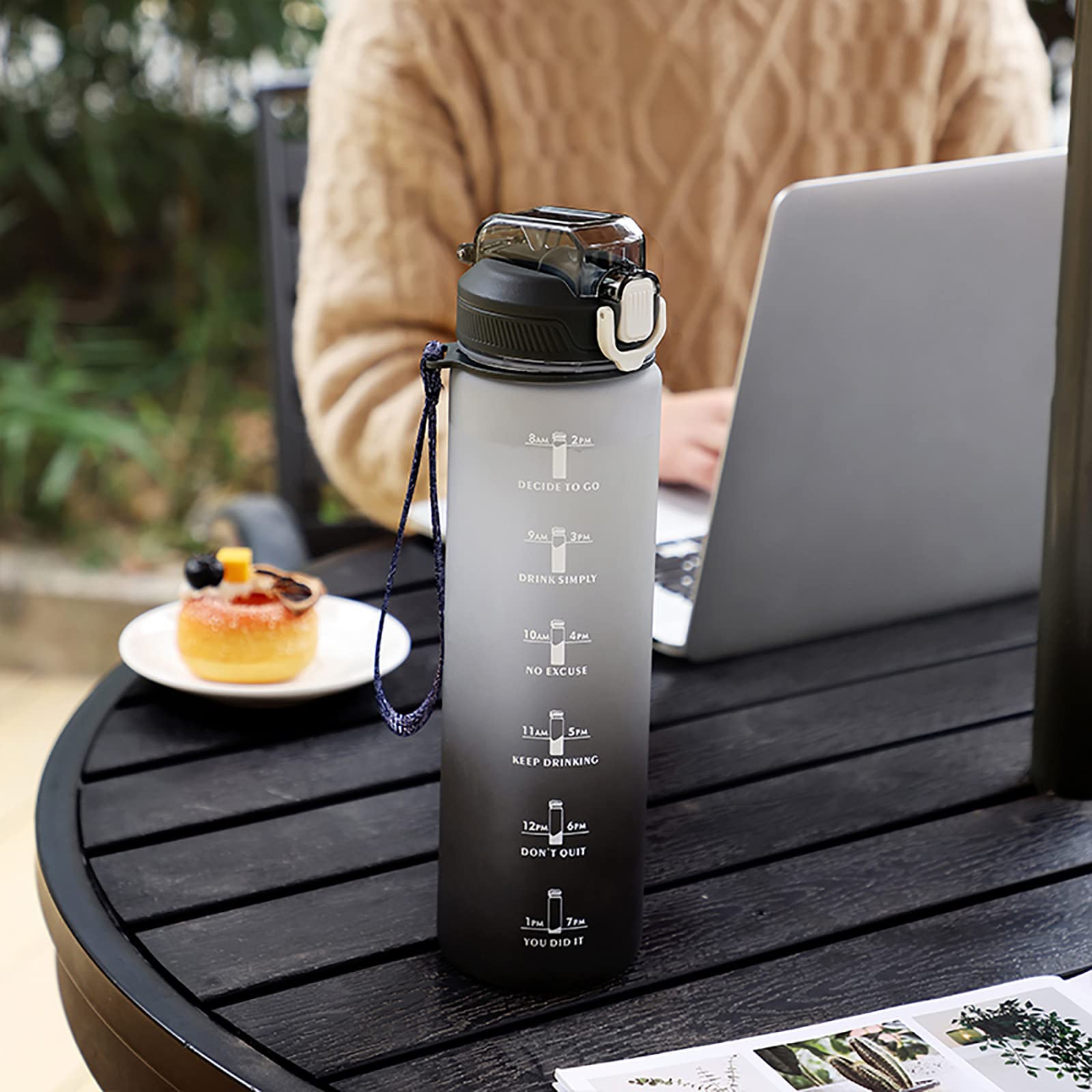 1L Motivational Water Bottle With Time Marker & Straw - BPA-Free, Leak-Proof, Fitness & Travel Bottle - View #4