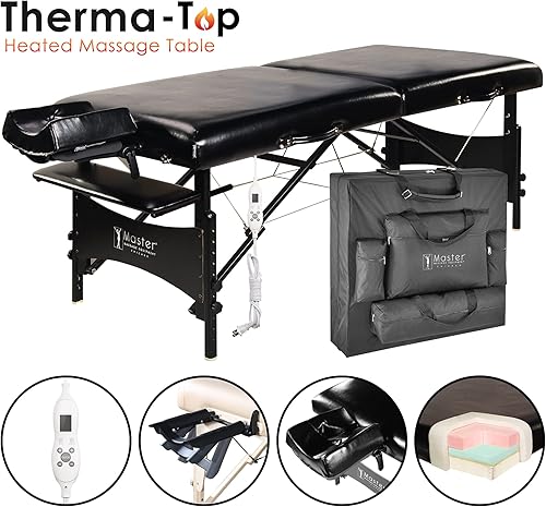 Miniatura 10 de Mesa de masaje portátil Galaxy Therma Top Master Massage de 30 pulgadas Pacakge Beauty Bed Built Black