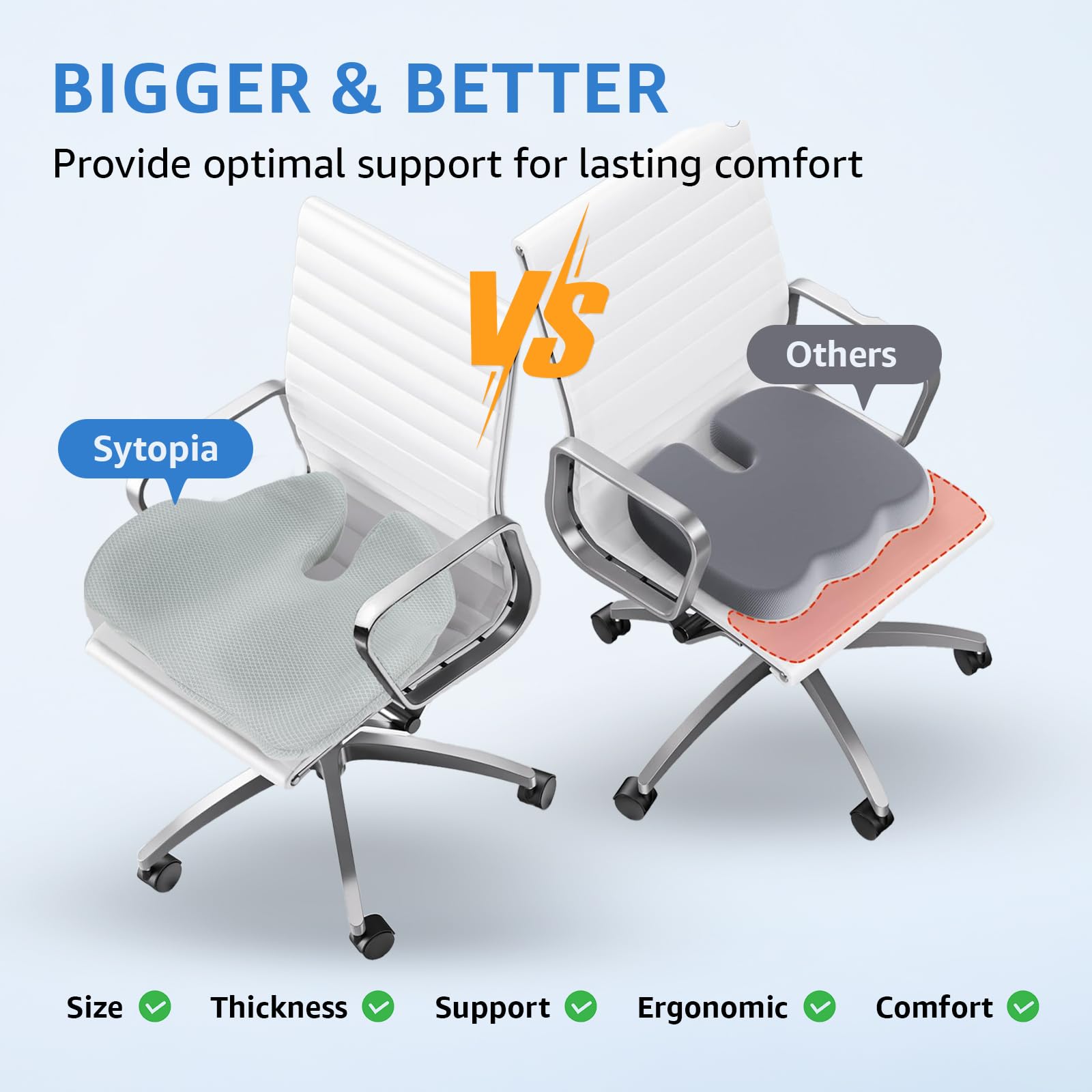 Airllantry Memory Foam Coccyx Cushion For Tailbone Pain Airllantry Memory Foam Seat Cushion - Extra Large 20x17 Inch Coccyx Pillow For Office & Car Seats U-shaped Coccyx Cushion - View #4