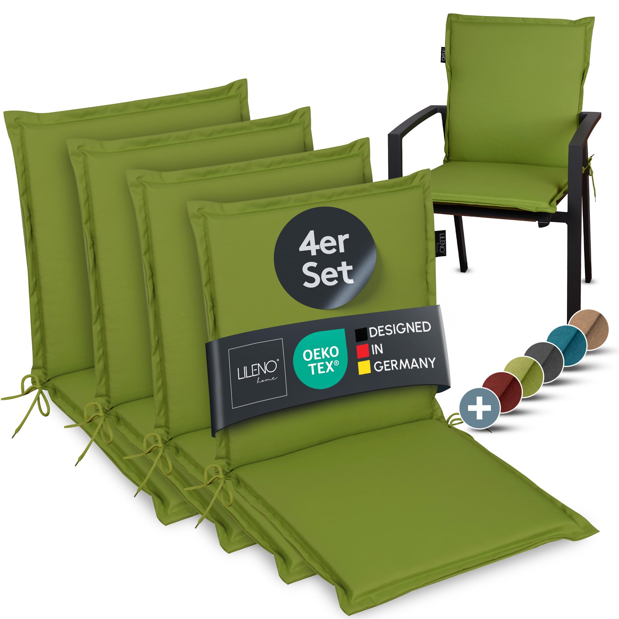 LILENO HOME Gartenstuhl Auflagen [1er Set - Niedriglehner] - Bequeme Liegen als Sitzauflagen für Gartenmöbel - Stuhlkissen für Gartenstühle und Klappstühle MIA