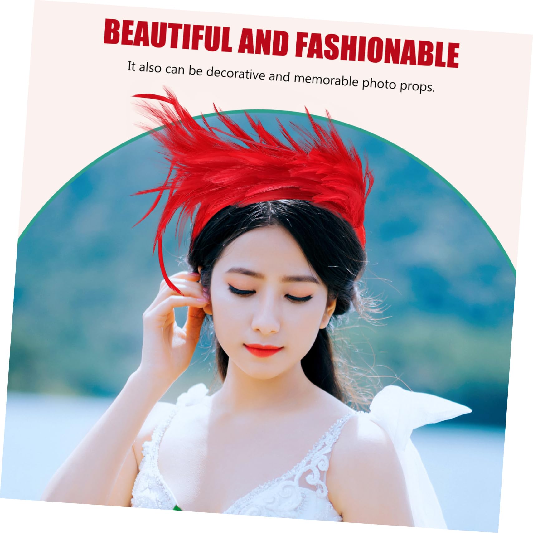 Healeved 3piezas Accesorios De Cabello Para Novia Diadema Elegante Para Fiestas Tocado Rojo Adorno Fotográfico Diseño Ligero y Atractivo