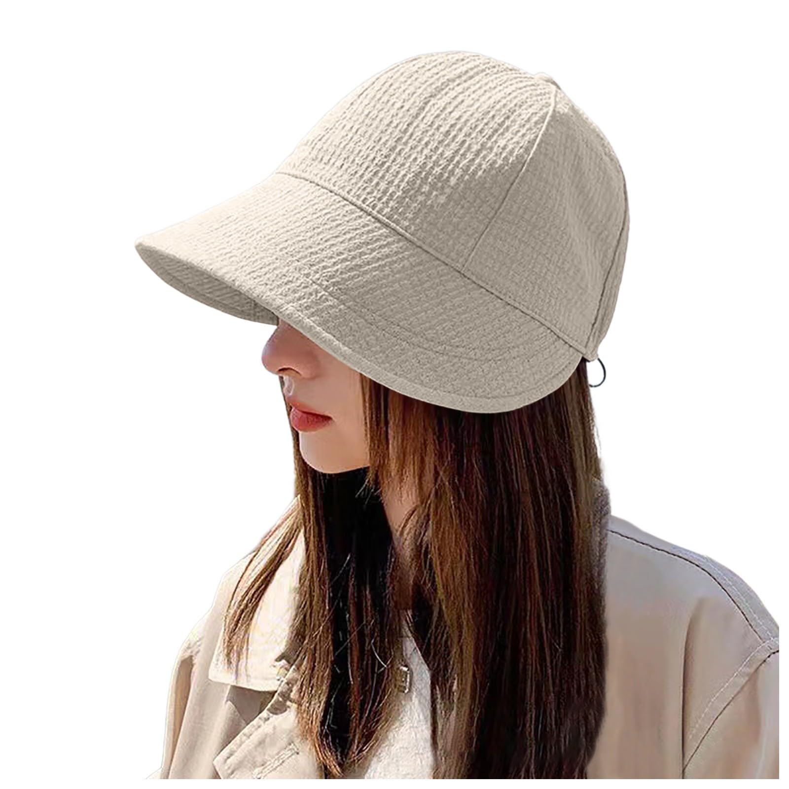 Women's Fashionable Breathable Sun Wide Brim Fisherman Bucket Hat for Outdoor Summer Beach Travel (Beige, One Size)