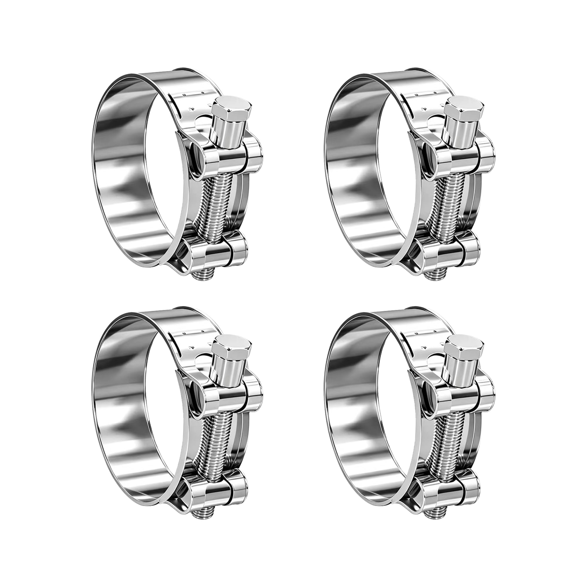 4PCS Heavy Duty T-Bolt Hose Clamps, Adjustable 64-67mm, 304 Stainless Steel Pipe Clips, High Pressure Exhaust Clamps for Automotive, Plumbing & Industrial Use