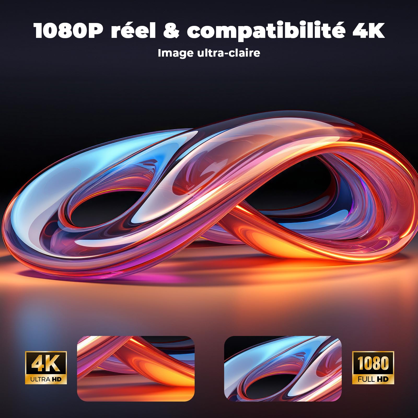 Videoprojecteur 4K【App Intégrée/Auto Focus/Keystone】 1080P FHD Projecteur Video 1500 Luminosité, avec HDMI eARC, WiFi6, Bluetooth, Dolby Audio, Lisowod Retroprojecteur Portable pour Home Cinéma