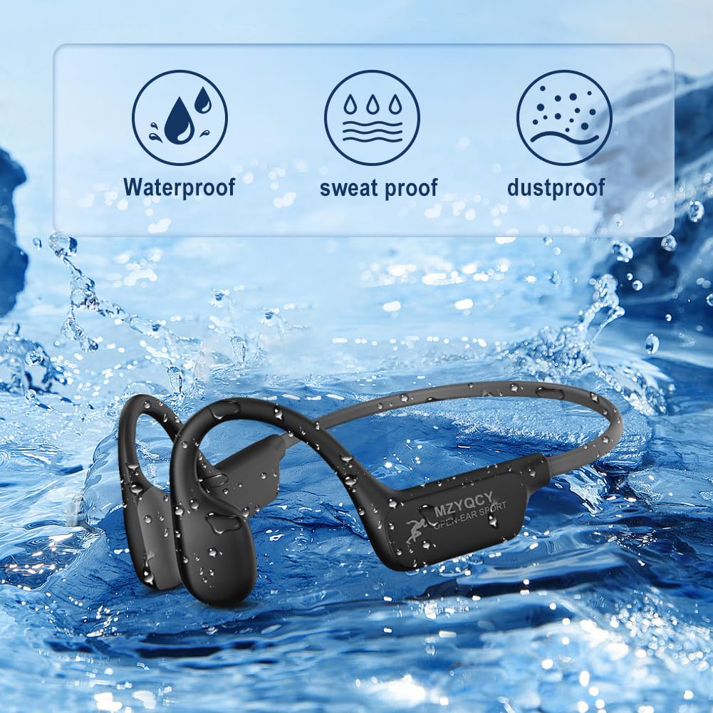 Cuffie a conduzione ossea, cuffie wireless Bluetooth 5.4 con microfono, cuffie Bluetooth sportive impermeabili IPX6, riproduzione 12 ore, per corsa, ciclismo, passeggiate, attività all'aperto
