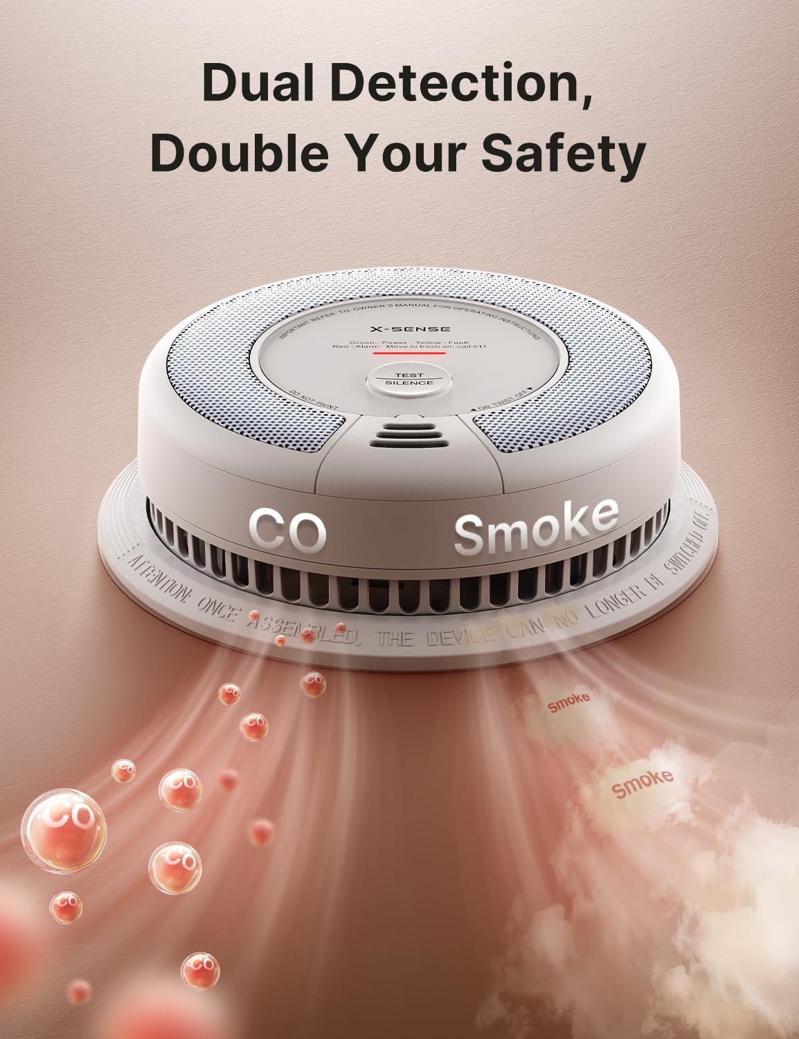 X-Sense Smoke Detector Carbon Monoxide Alarm Combo 10-Year Battery, UL 217 & UL 2034 Certified, Model SC06, 1-Pack - 5