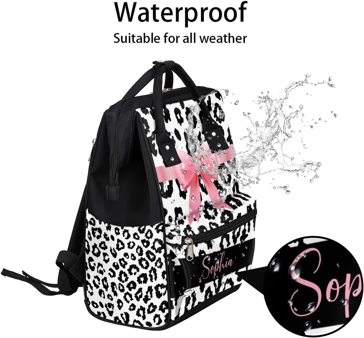 Cow Print Bow Diaper Bags Nursing Baby Bag Diaper Backpack for Mom Dad Gifts Nappy Bag for Toddlers Travel Baby Backpack