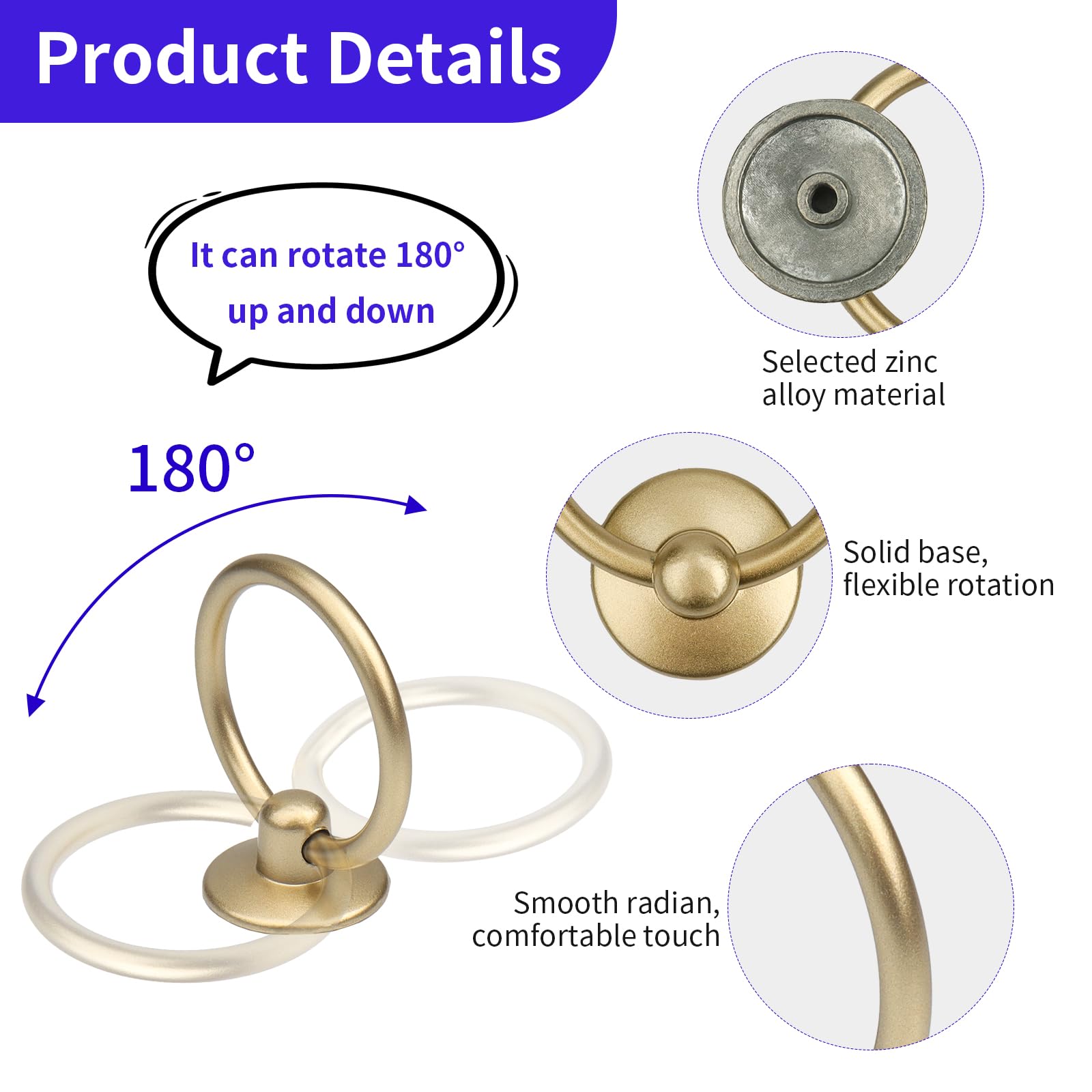 Roellgs 12PCS Vintage Drawer Handles, Retro Ring Drawer Knobs, Kitchen Cabinet Cupboard Door Ring Pull Handles - Image 4