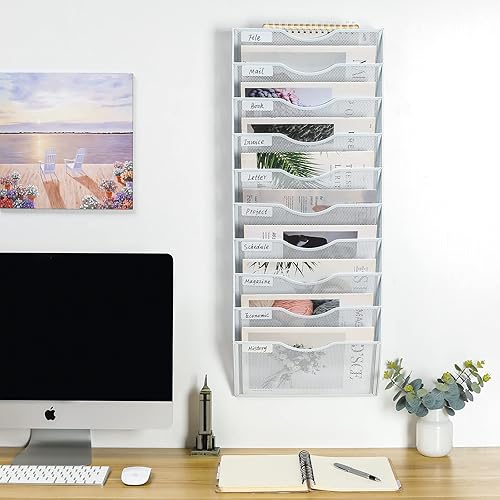 Vista 24 de PAG Soporte de pared colgante para archivos, organizador de correo, soporte para documentos, 5 niveles, negro