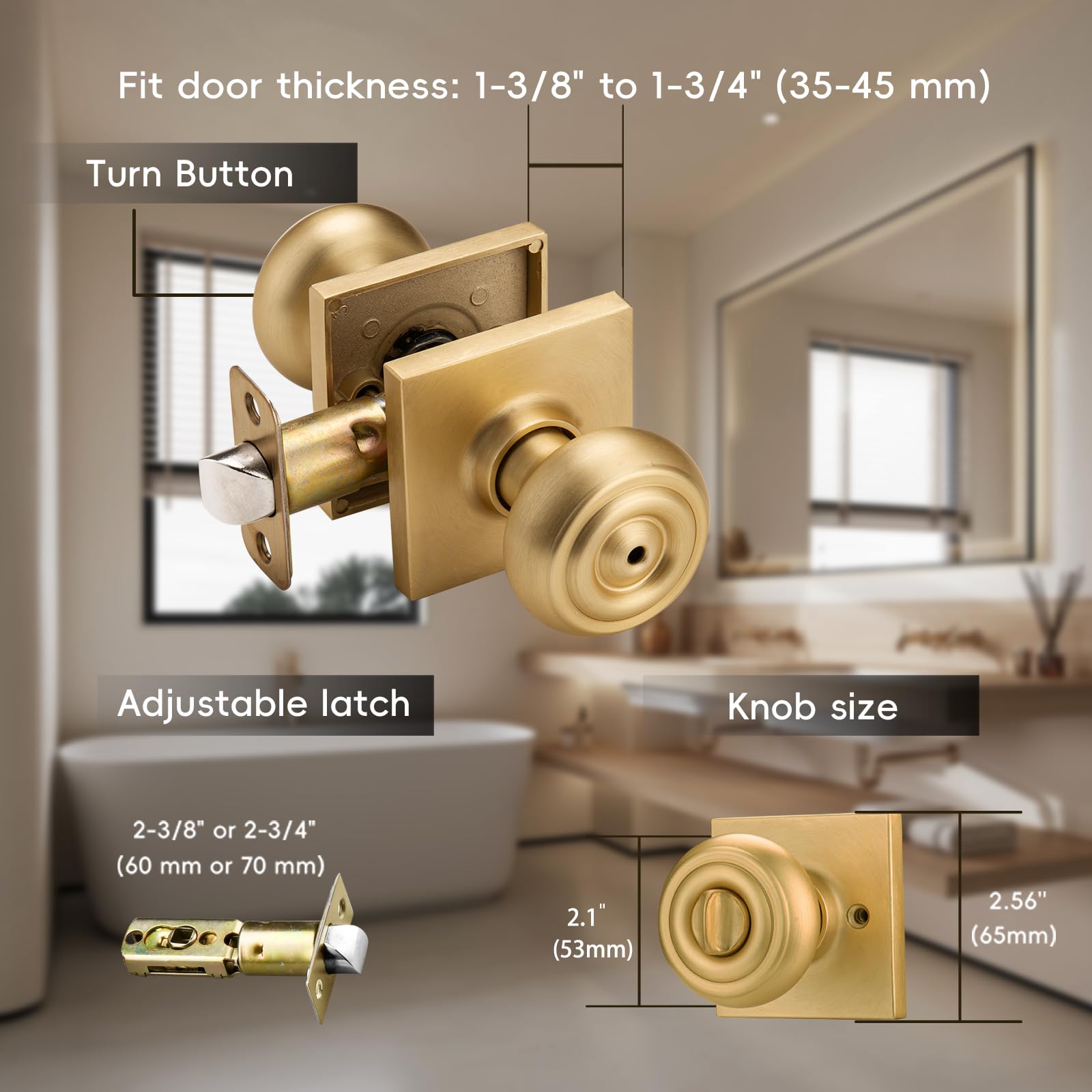 Vintage Brushed Gold Door Knobs - 6 Pack -2 Vintage Brushed Gold Door Knobs - 6 Pack -2