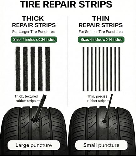 Vista 4 de Kit de reparación de neumáticos de 20 piezas – El kit de enchufe de neumático plano incluye herramientas ergonómicas de mango en T con agarre