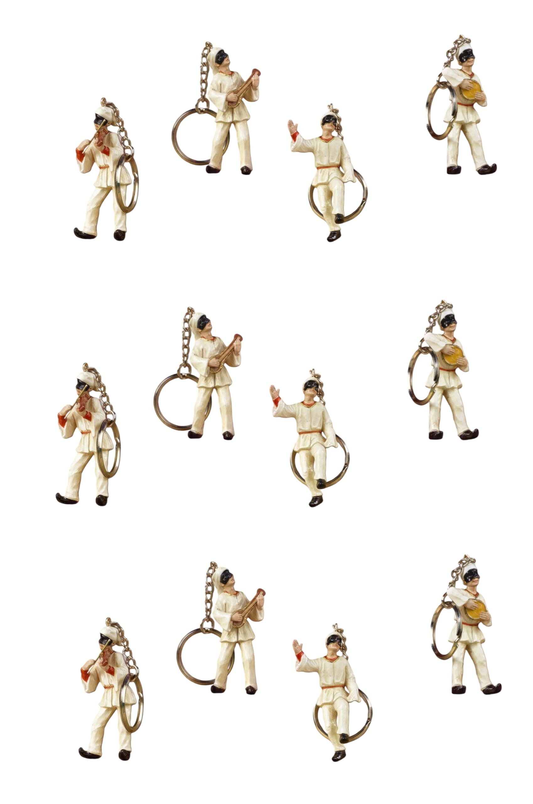 12 Pezzi Portachiavi Pulcinella in resina Bomboniera Souvenir Napoli. Altezza personaggio in resina cm. 5,5