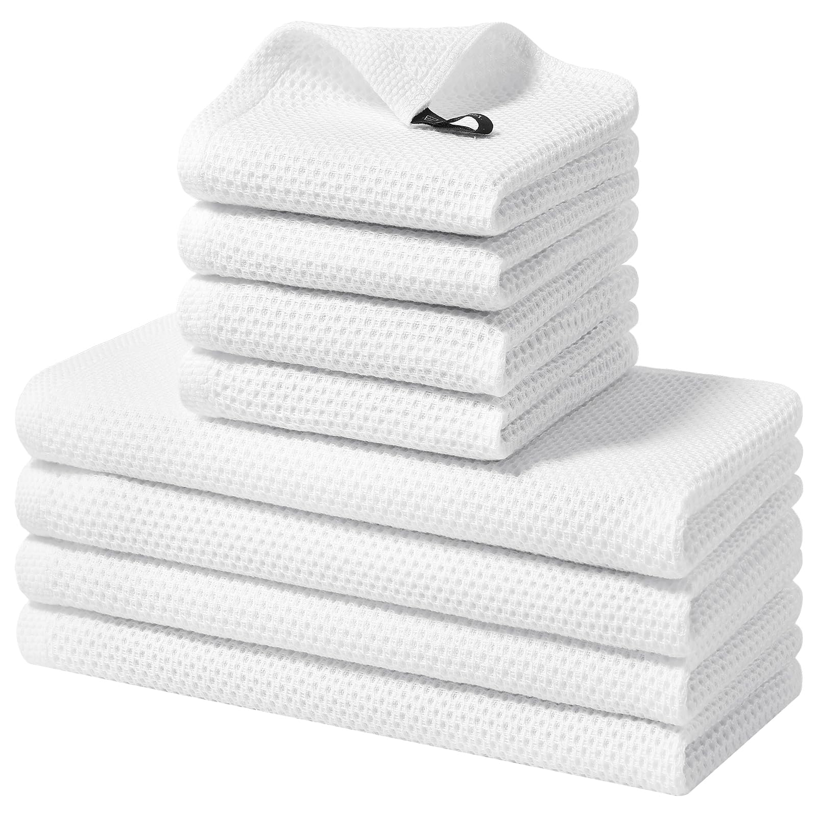 Homaxy Set di 8 strofinacci da cucina e strofinacci, 100% cotone, colore: bianco