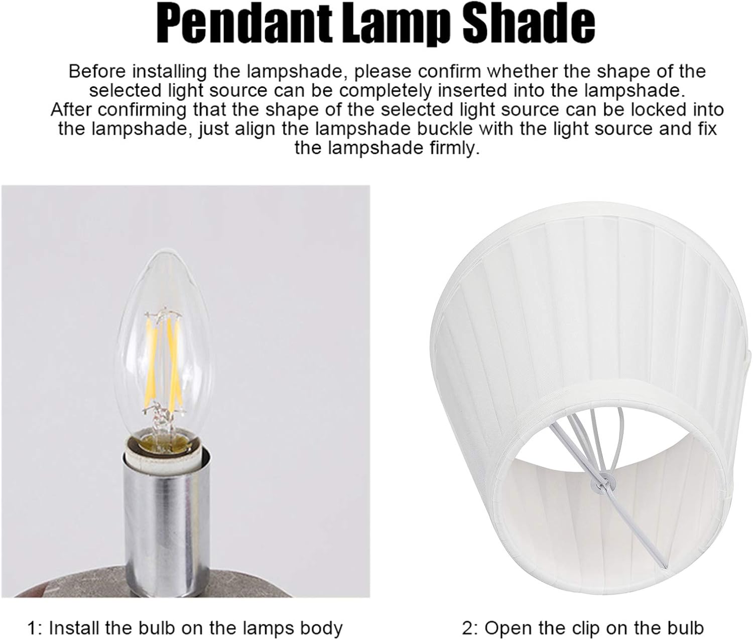 6PCS Chandelier Lampshade, White Modern E14 Clip on Pleated Pendant Lamp Shade Fabric Lampshades Wall Light Lampshade for Bedroom Hotel Home Decor