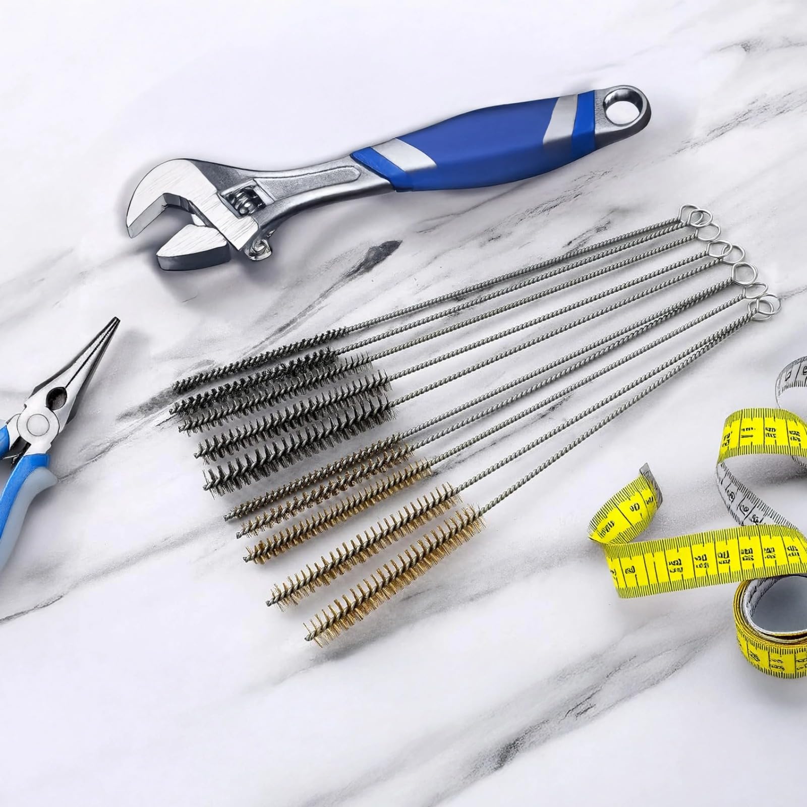 20 STK. Rohrreinigungsbürsten, Rohrbürsten aus Edelstahl und Bronze Draht, Pipe Cleaners zur Reinigung, Abflussbürste für Spüle, mehrere Größen 0,24 bis 0,59 Zoll, 2 Farben