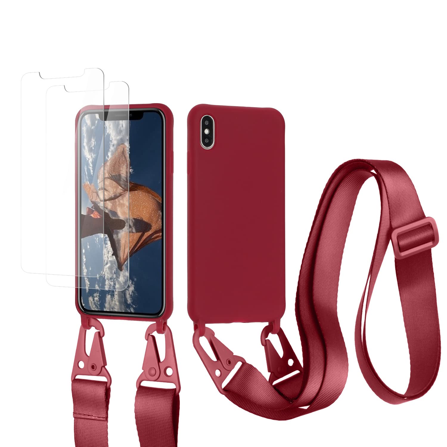 vrupin Funda Compatible con iPhone 13.con (2 x Protector Pantalla)con Cuerda Case con Ajustable Cordón.Silicona Líquida Funda-Loto Color — view 28