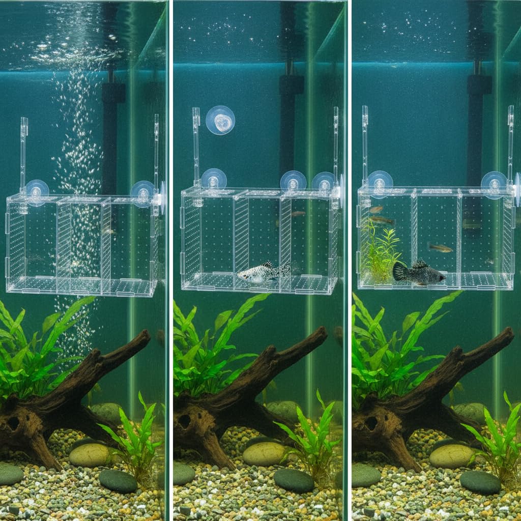 Caja Cría Peces Aislamiento Ventosa, 40x15x20cm | ción con ventosa, aislamiento y separación, ial peces jóvenes, para cría, para Crías, para Agua