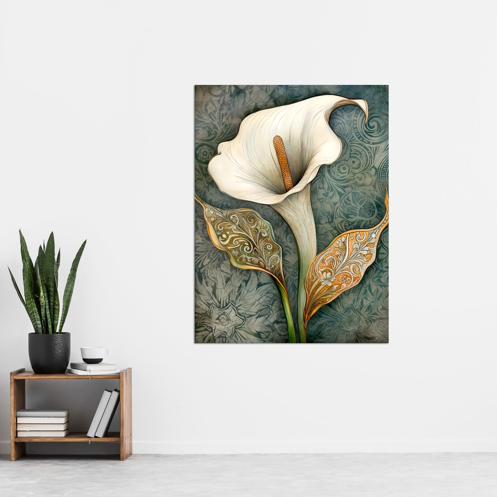 Artery8 William Morris Style Art Nouveau Calla Lily Flower Extra Large XL Wall Art Poster Print, Unframed Paper 24X32, 81L x 61W cm - Image 2