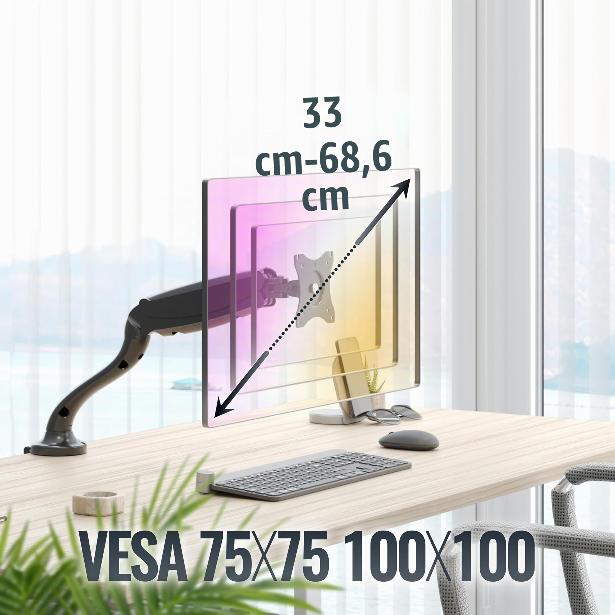 RICOO TS6511 Supporto monitor da scrivania 13-27 pollici per 13 27 pollici girevole inclinabile fino a 8 kg max VESA 100x100