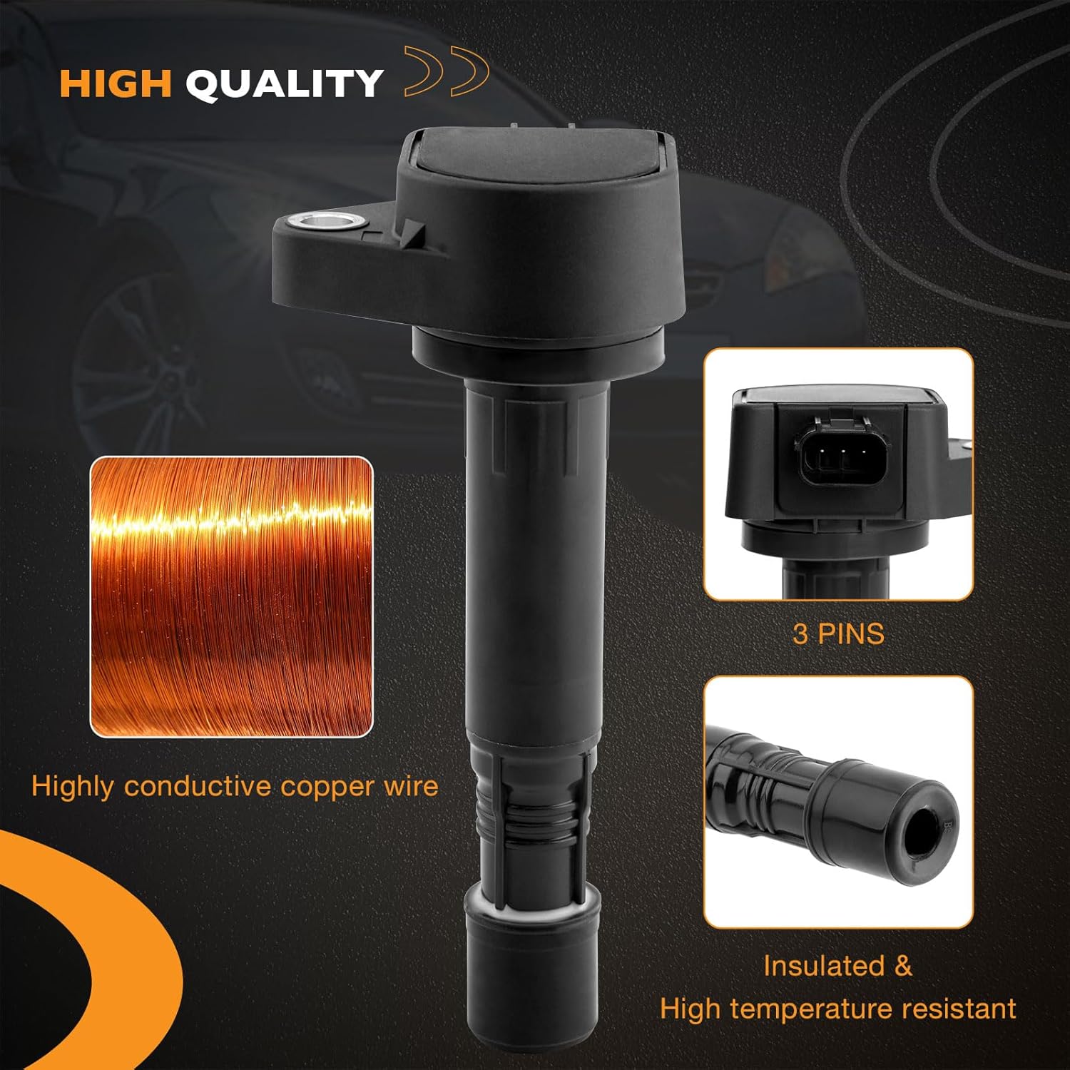 Ignition Coil Pack & Iridium Spark Plugs Set of 6 Compatible with Honda 2009-2015 Pilot, 2009-2014 Ridgeline, Acura 2013-2015 RDX, 2010-2013 ZDX, 3.5L 3.7L V6 Replaces# UF624