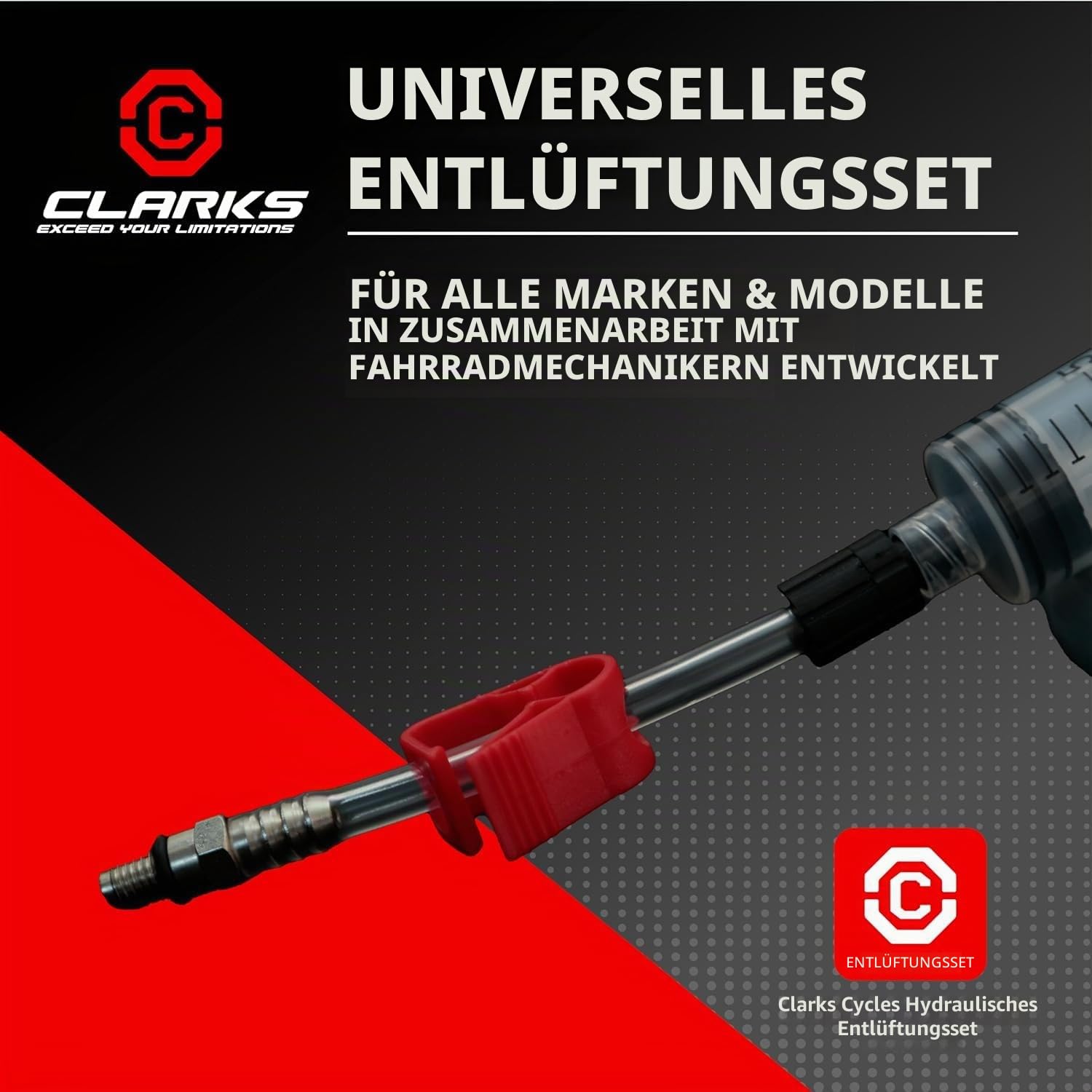 Clarks Cycle Systems Universal-Entlüftungskit für hydraulische Scheibenbremsen, kompatibel mit Clarks, Shimano, Avid, Sram, Magura und den meisten Anderen Marken