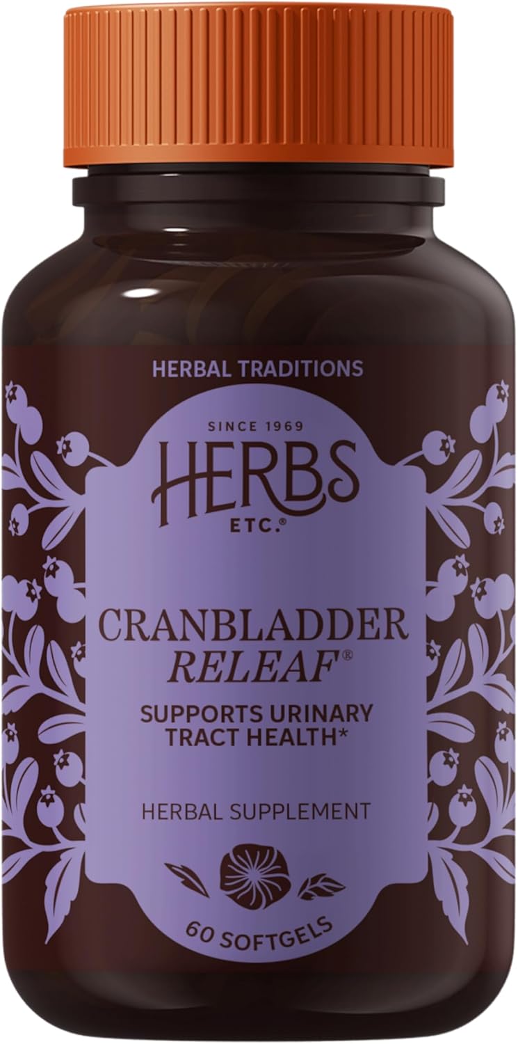Herbs Etc. CranBladder ReLeaf Softgels - Bladder Health Support - Natural Supplement Formula to Aid Urinary Health & Comfort - Optimal Urinary Support with Cranberry - 60 Softgels (60 Servings)