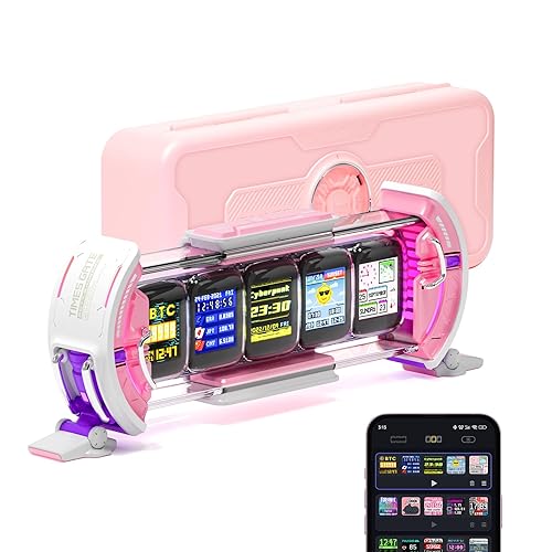 Divoom Times Gate - Cute Gaming Digital Clock with Smart App-Controlled, Support Weather Forecast, Stock Market/Exchange Rate, Social Media, Pixel Art Display for Gamers & Home Office Decor (Pink) - Pink