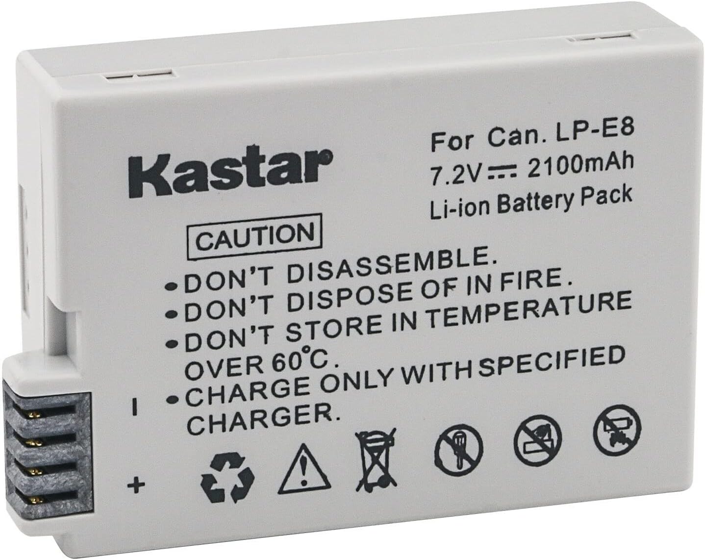 Kastar 1-Pack Battery Replacement for Canon LP-E8, LPE8 Battery, LC-E8E Charger, EOS 550D, EOS 600D, EOS 700D, EOS Rebel T2i, EOS Rebel T3i, EOS Rebel T4i, EOS Rebel T5i Camera and BG-E8 Grip