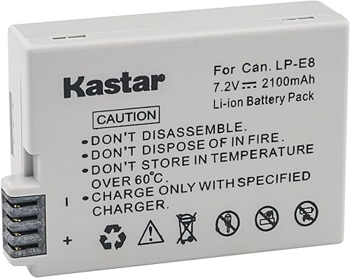 Miniatura 6 de Kastar Batería LPE8 (paquete de 2) compatible con Canon LP-E8, LC-E8E, BG-E8 y Canon EOS 550D, EOS 600D, EOS 700D, EOS Rebel T2i, EOS Rebel T3i, EOS