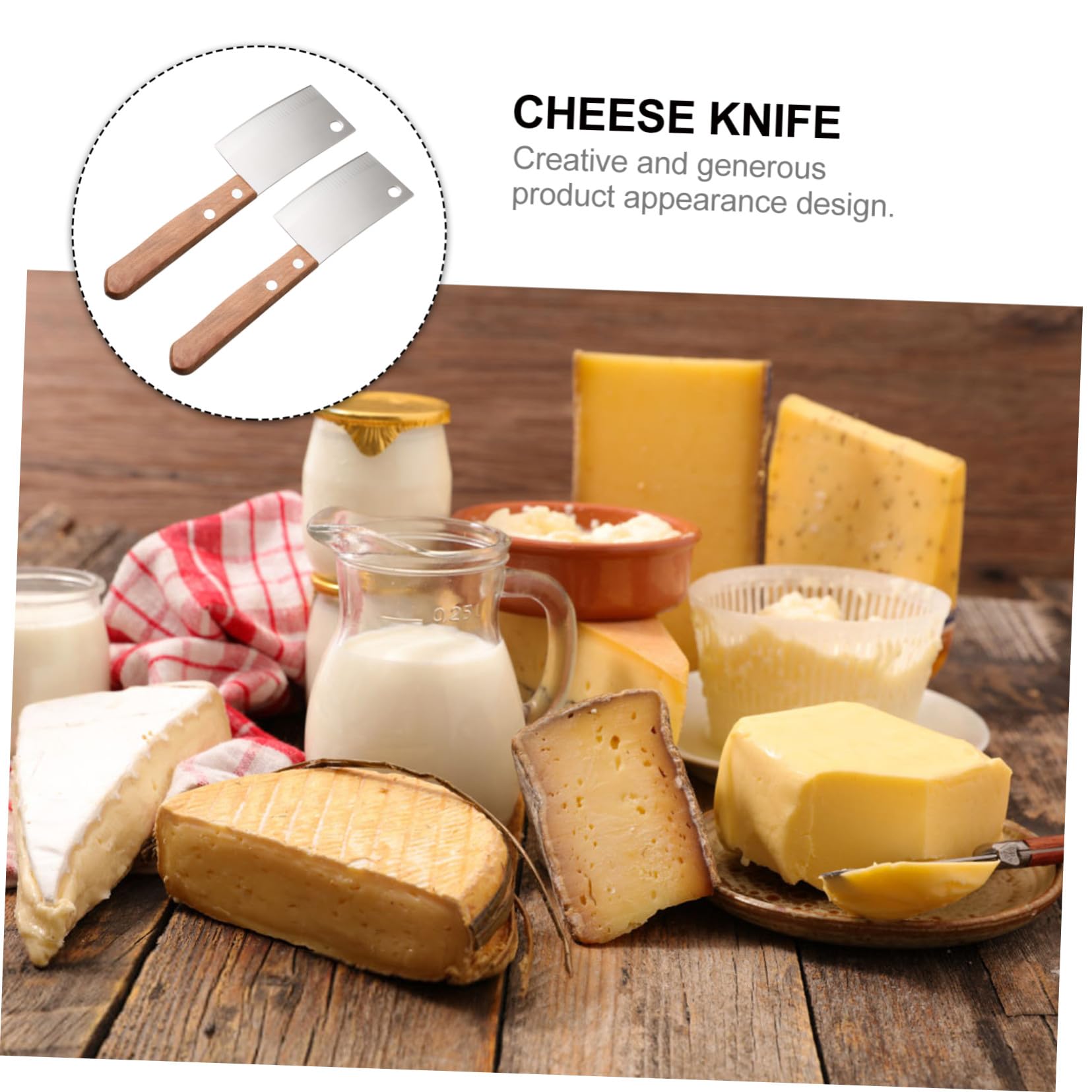 Couteau à Fromage Mini Lot de 2 en Acier Inoxydable et Bois