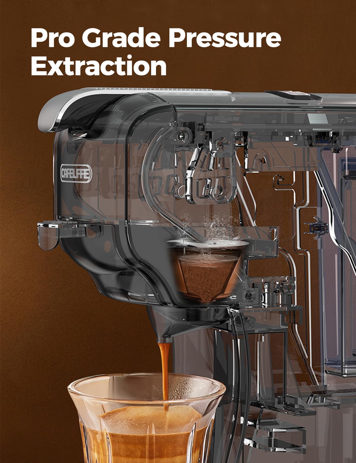 CAFELFFE Cafetera de cápsulas MK-611 3 en 1, 19 bares, para café frío/caliente, compatible con NES/DG/molido, altura ideal para tazas grandes (negra). Ideal para regalar.