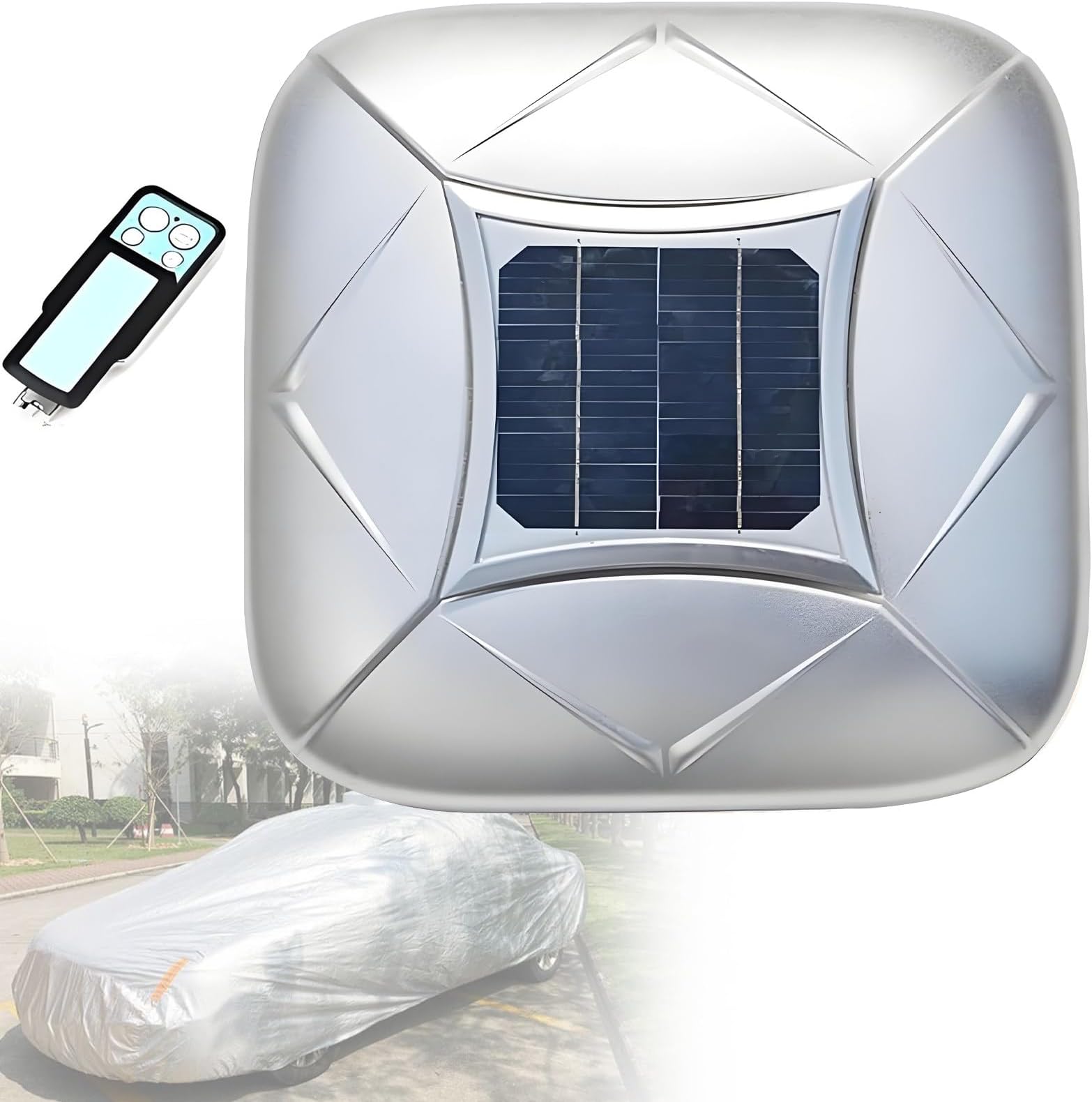 Solar Automatic Car Cover with Remote Control, Car Cover Solar Charging, Quick 10s Open, All-Weather Protection for Sedan SUV MPV, Multiple Sizes. 3L-Silver