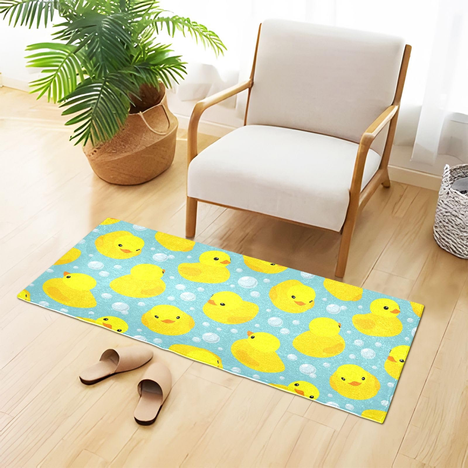 Yellow Rubber Ducks Bathroom Rug Mat 39x20in, Extra Soft Comfortable Bath Rugs, Non-Slip Plush Shaggy Bath Carpet, Bath Mats for Bathroom Floor, Tub
