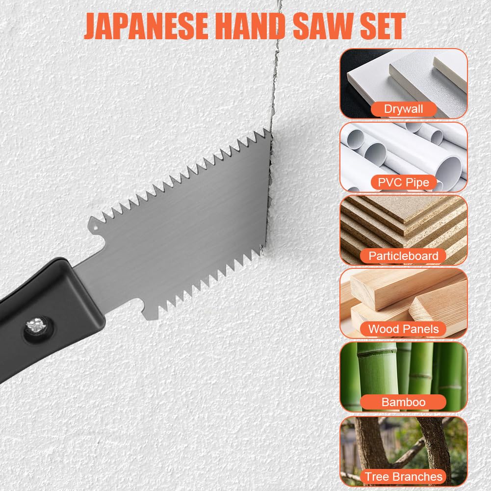 Sierra de Doble Filo, Sierra Japonesa, Filo 7/9TPI, con Antideslizante Mango, Hoja de Acero al Carbono, Corte Rápido Limpiopara Carpintería Trabajos Madera Cortar Maderas Bricolaje Hecho a Mano