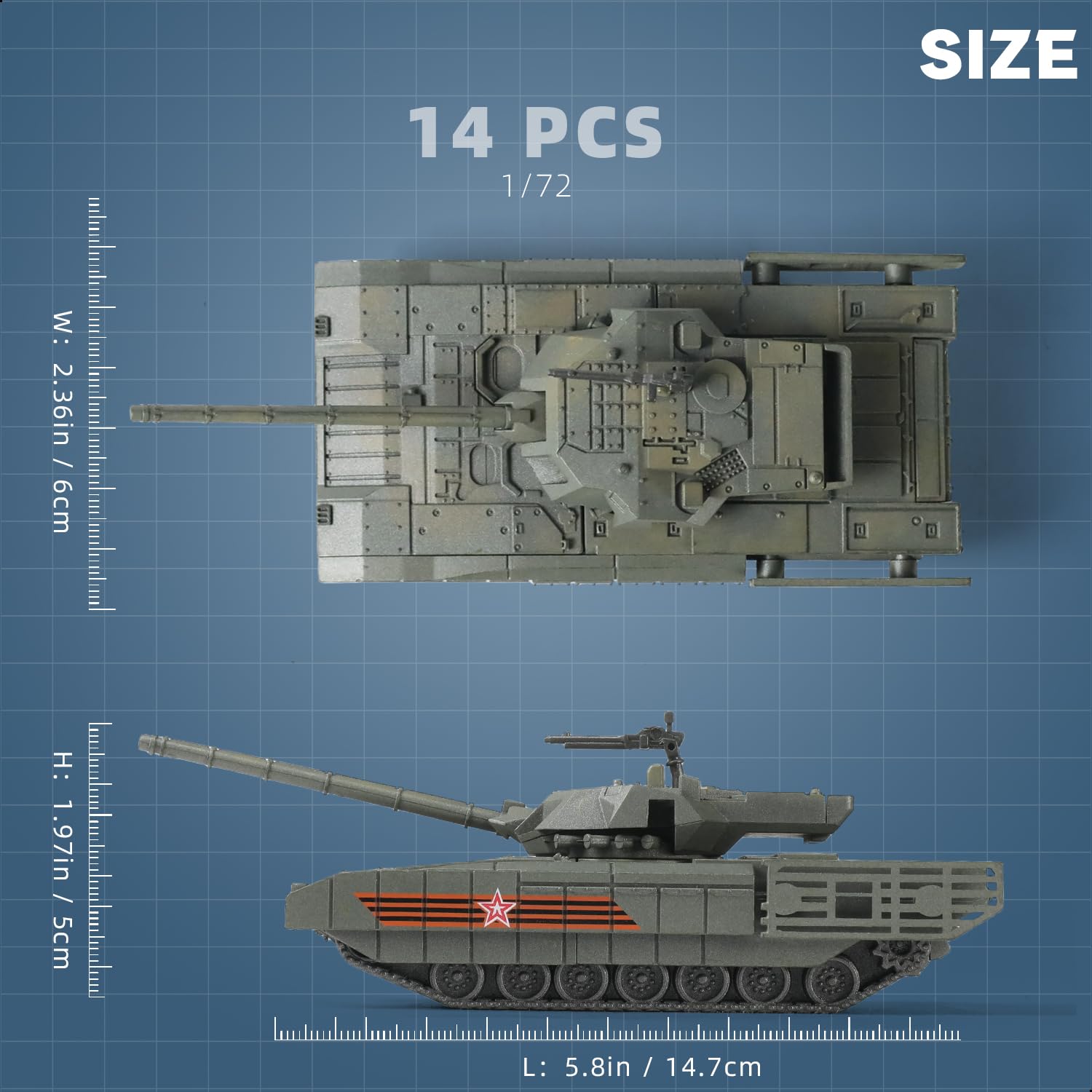 SEBUNAS Modelo de tanque militar T14 de construcción rápida a escala 1/72, modelo de tanque de batalla principal T14 para regalo y colección