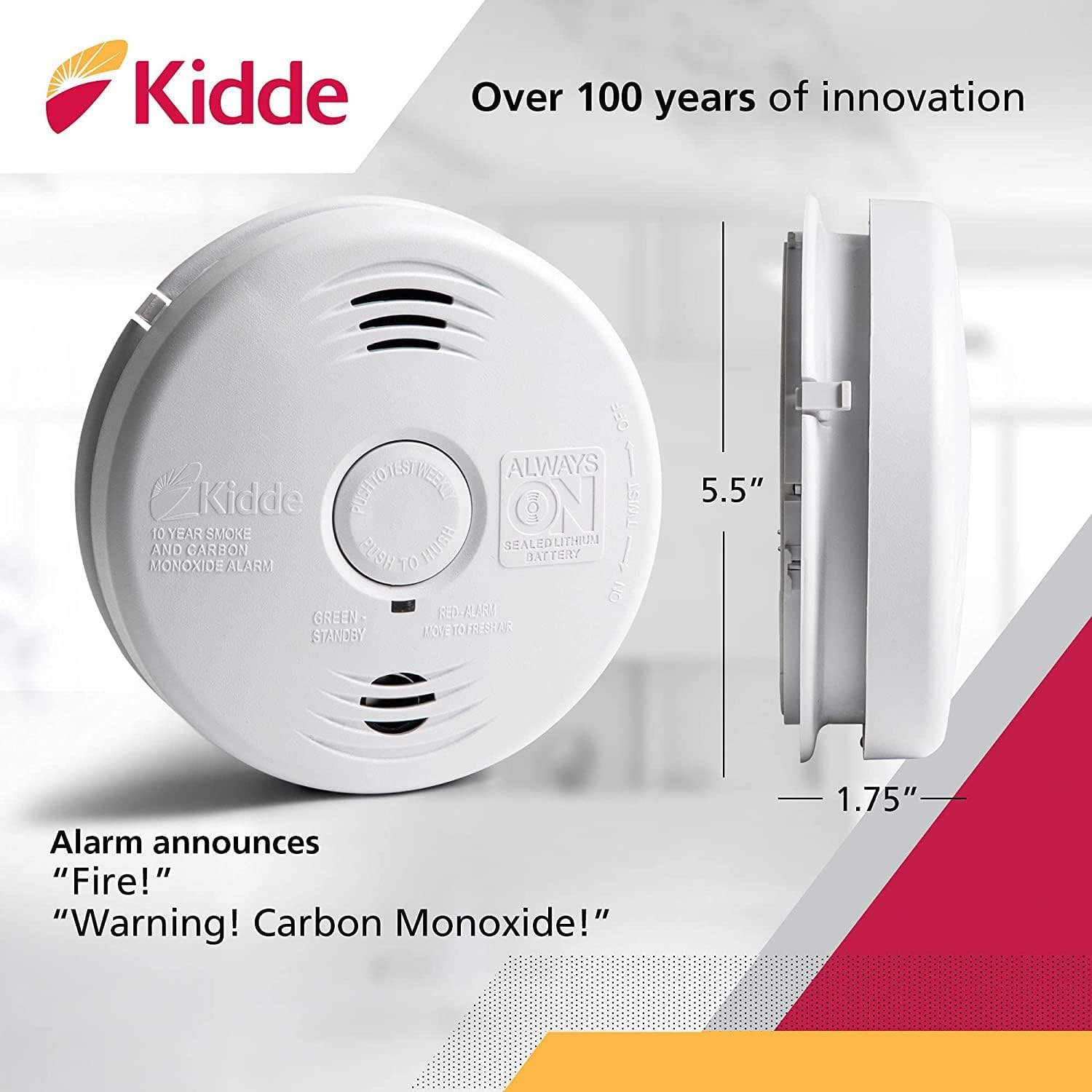Kidde Smoke & Carbon Monoxide Detector, Hardwired with Lithium Battery Backup, Voice Warning : Everything Else