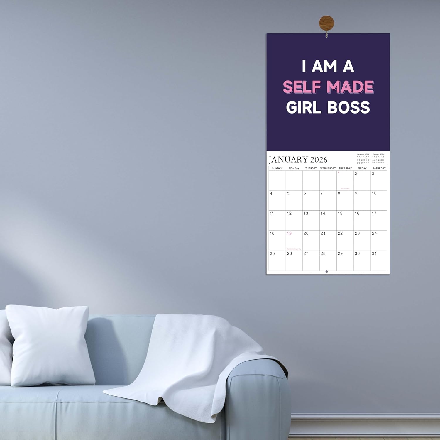 2026 Wall Calendar – 12 Monthly Inspirational Calendar 2026 for Woman, Jan. 2026 - Dec 2026, 12" x 24" (Open), Daily Motivational Quotes with Hanging Hole, Premium Paper, Great Gift Choice - Image 8