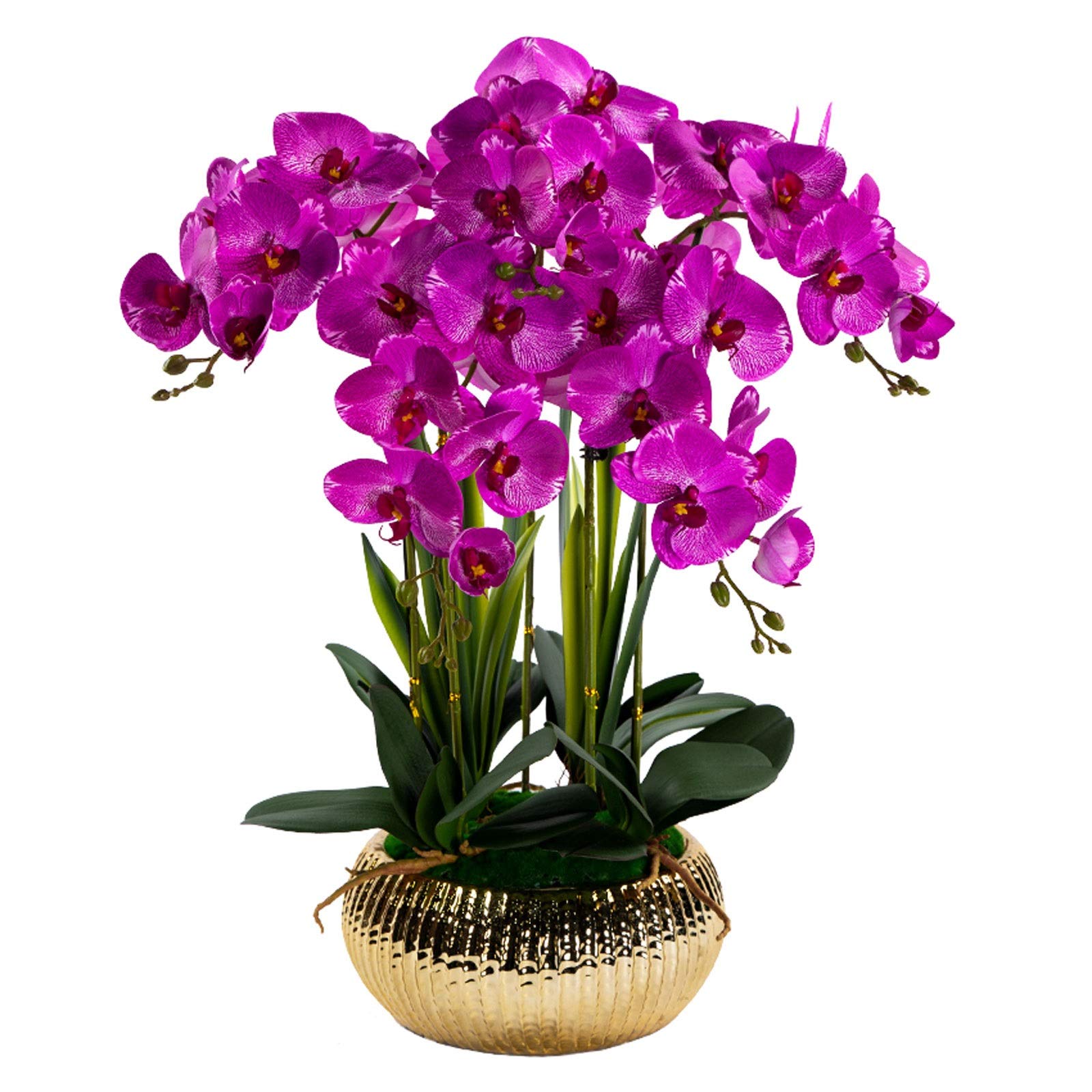 XDLEDMKIZ artificial flower Faux Orchid Silk Phalaenopsis Flower Arrangement Artificial Orchid Flowers With Ceramis Vase Wedding Party Dining Table Decor Home decor weddi