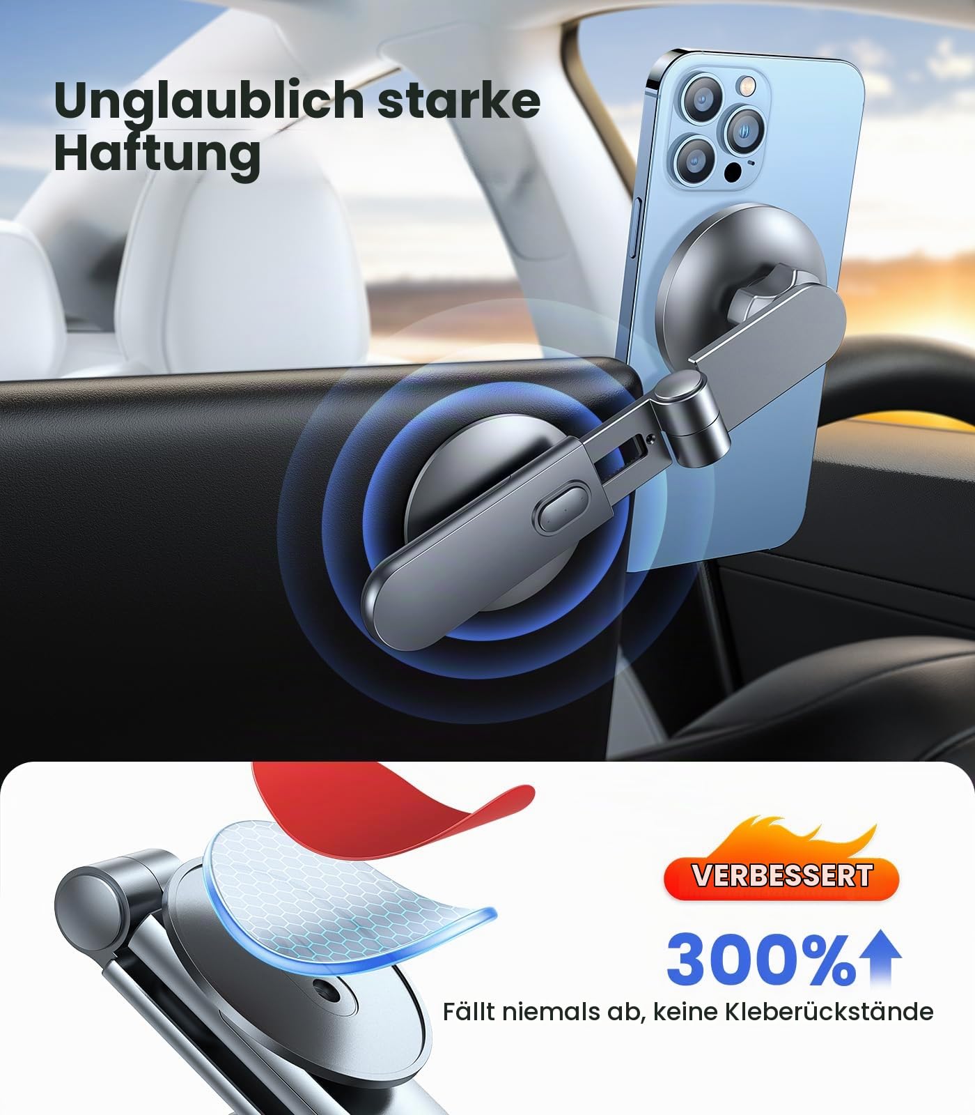 VICSEED Handyhalterung Auto Magnet für Monitor [Faltbar & Versteckt] MagSafe Autohalterung [Stärkste Magnetkraft] Perfekt für Tesla Model 3 & Y,Stärkste Haftung Handyhalterung für alle Handys