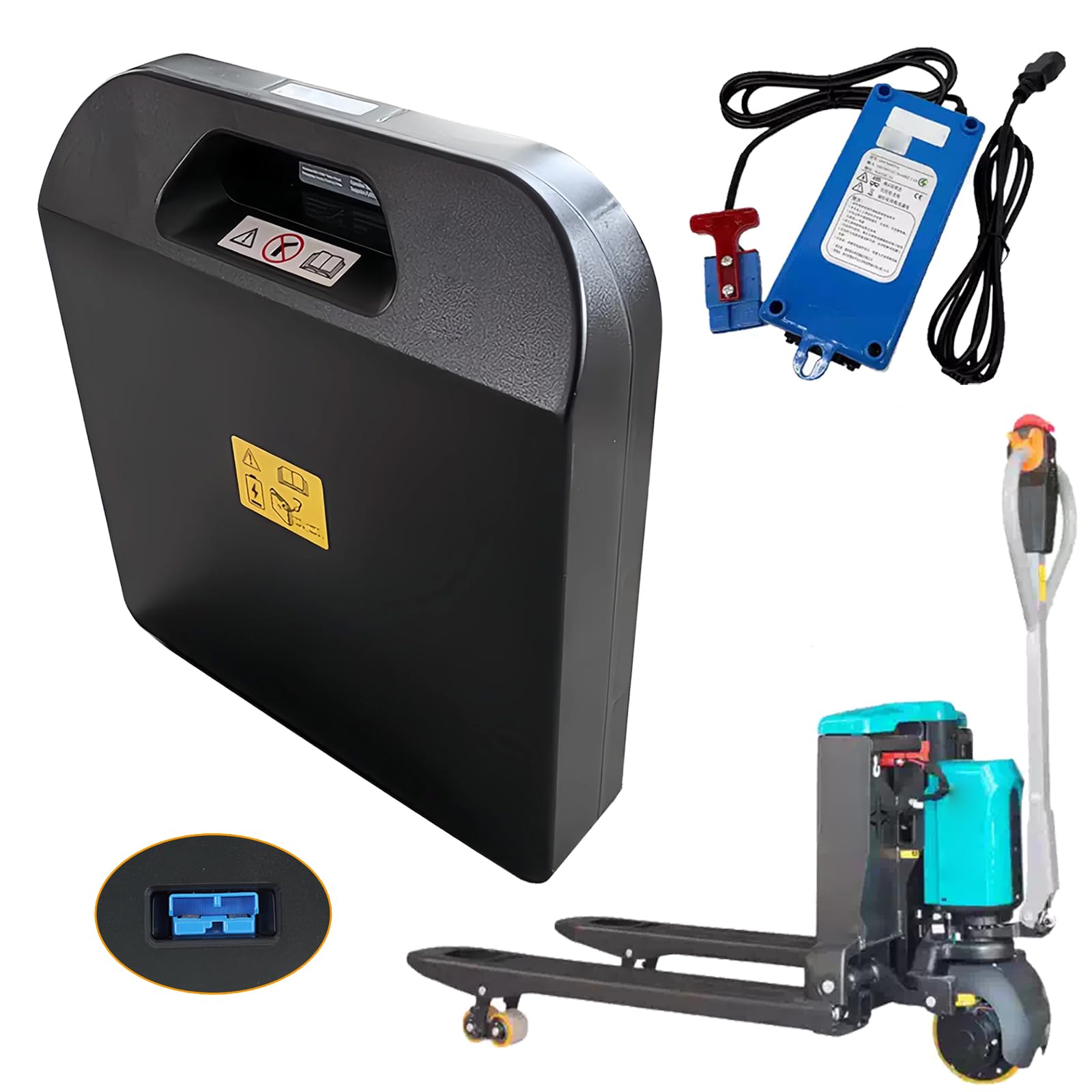 Lithiumbatterie 25,6 V 48 V Elektrohubwagen mit Batterie für PWB15 LiFePO4-Batterien für PWB20 Elektrostapler PWB30 mit BMS-Schutzplatine und tragegriff,48v30ah with Charger