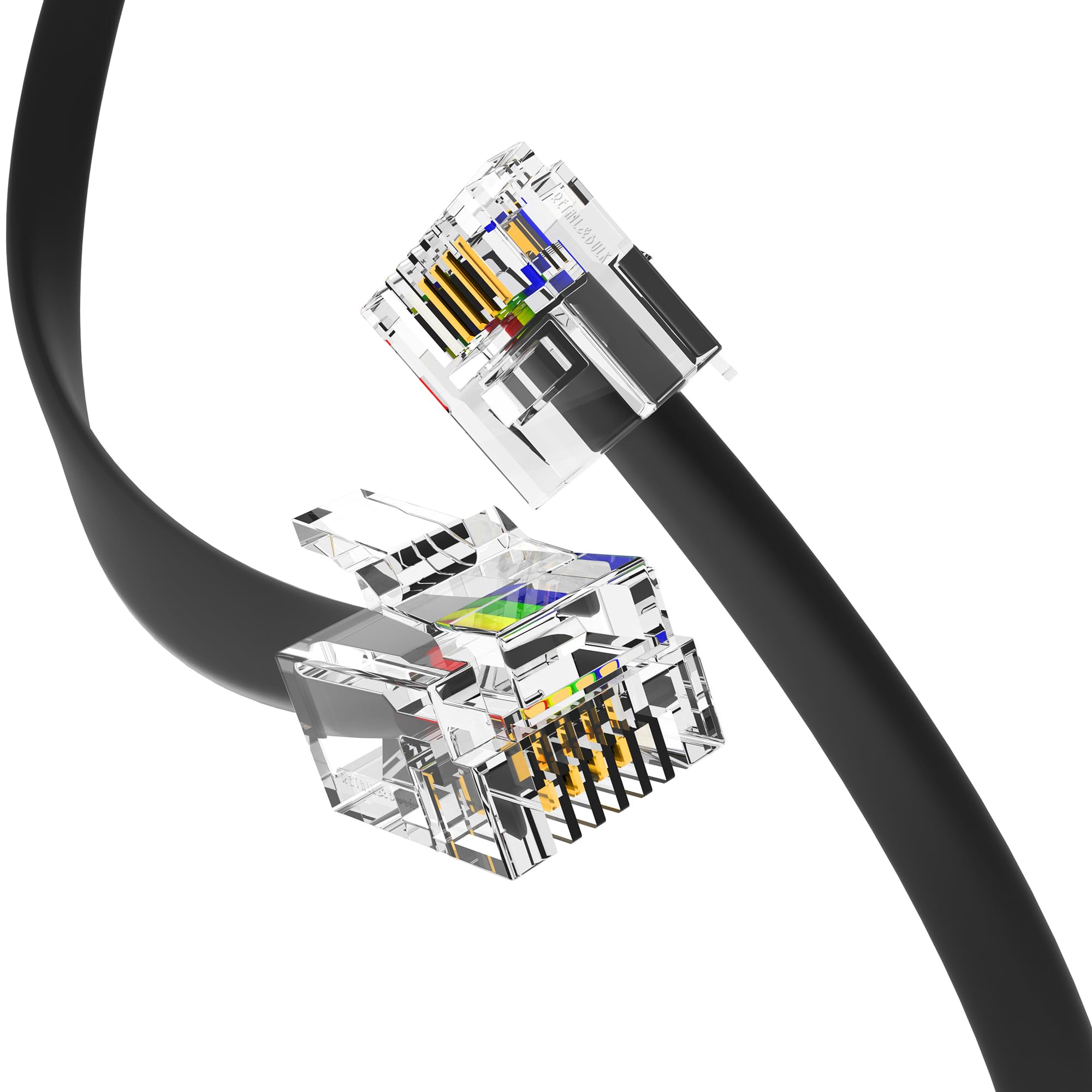 RetailAndBulk 1FT RJ11 Telephone Cord – Pro Grade 4-Wire Landline Phone Cable, 100% Copper, Heavy Duty PVC Jacket, Thick Gold Contacts for Phone, Fax, DSL (Black, Made in USA)