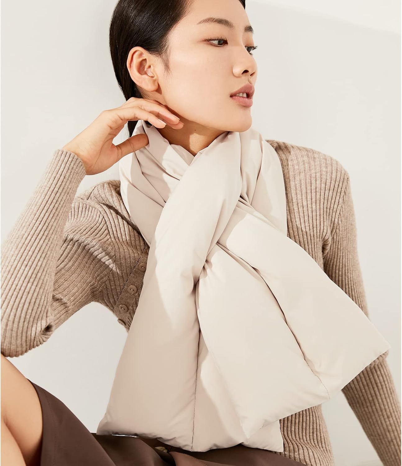 Winter Down Scarf Women Men Down Filling Foldable Plain Waterproof Ultralight Neck Warmer For Cycling Hiking - Image 2