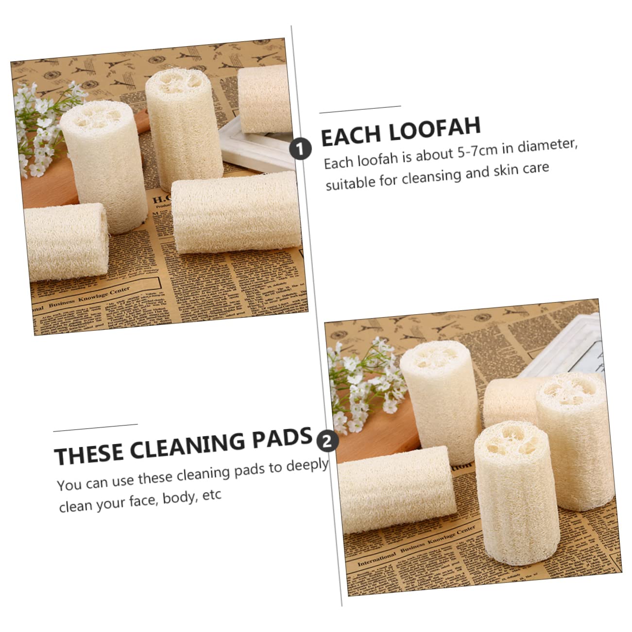 PACKOVE 4pcs Natural Loofah Bath Scrubber Exfoliating Shower Brush for Smooth Skin Gentle Body Wipe Promotes Healthy Skin