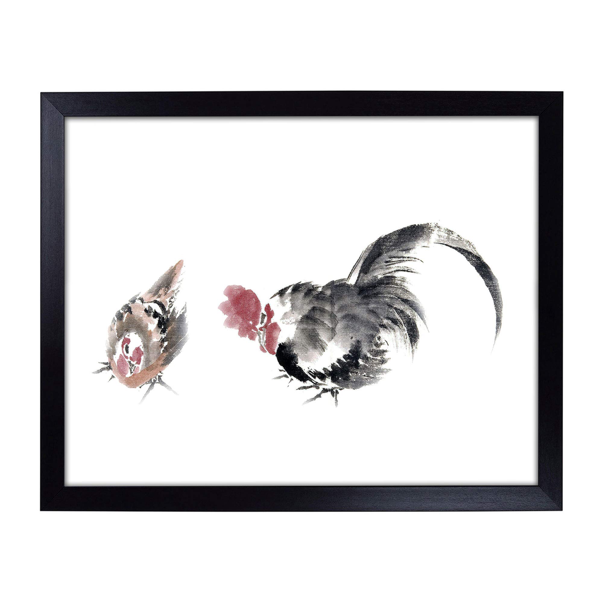 Big Box Art Lap Tray with Cushion | Rooster and Chicken by Katsushika Hokusai | Padded Bean Bag Cushion | For Eating, Working, Crafting, Laptop | Portable Table Desk