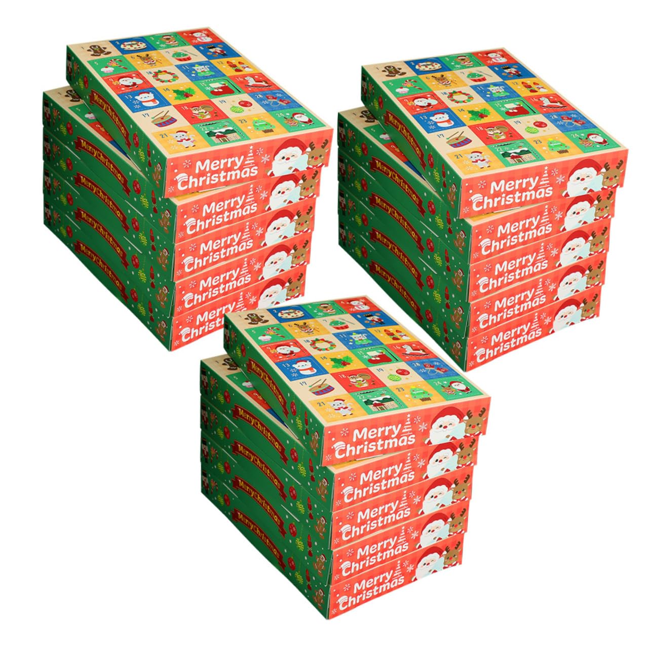 TOYANDONA 15 Piezas Caja de Regresiva para Navidad de Días Calendario de Adviento Rellenable Cajas Vacías de Papel para Decoración Navideña para Fiestas