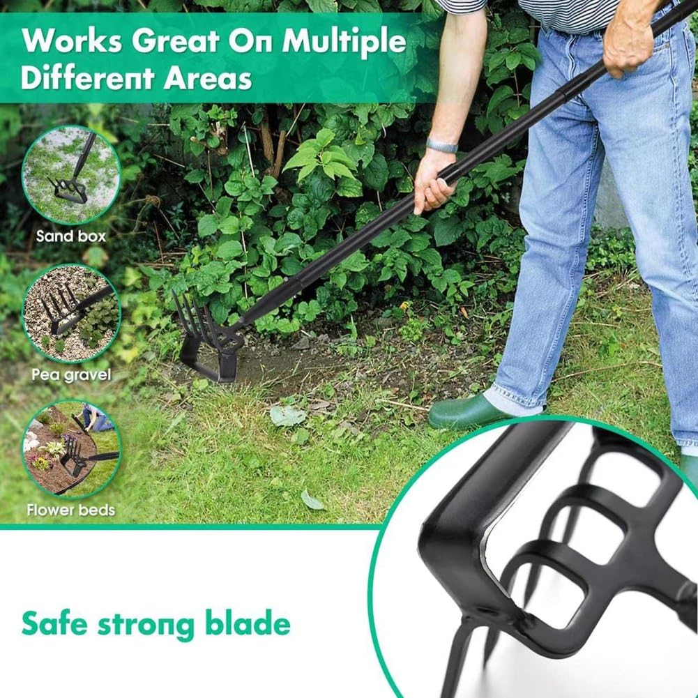 Zappa da Giardino - Zappa con Staffa Lunga 62 Pollici, Attrezzi da Giardino, Coltivatore per Diserbo, Zappa da Giardino Resistente con Manico Regolabile